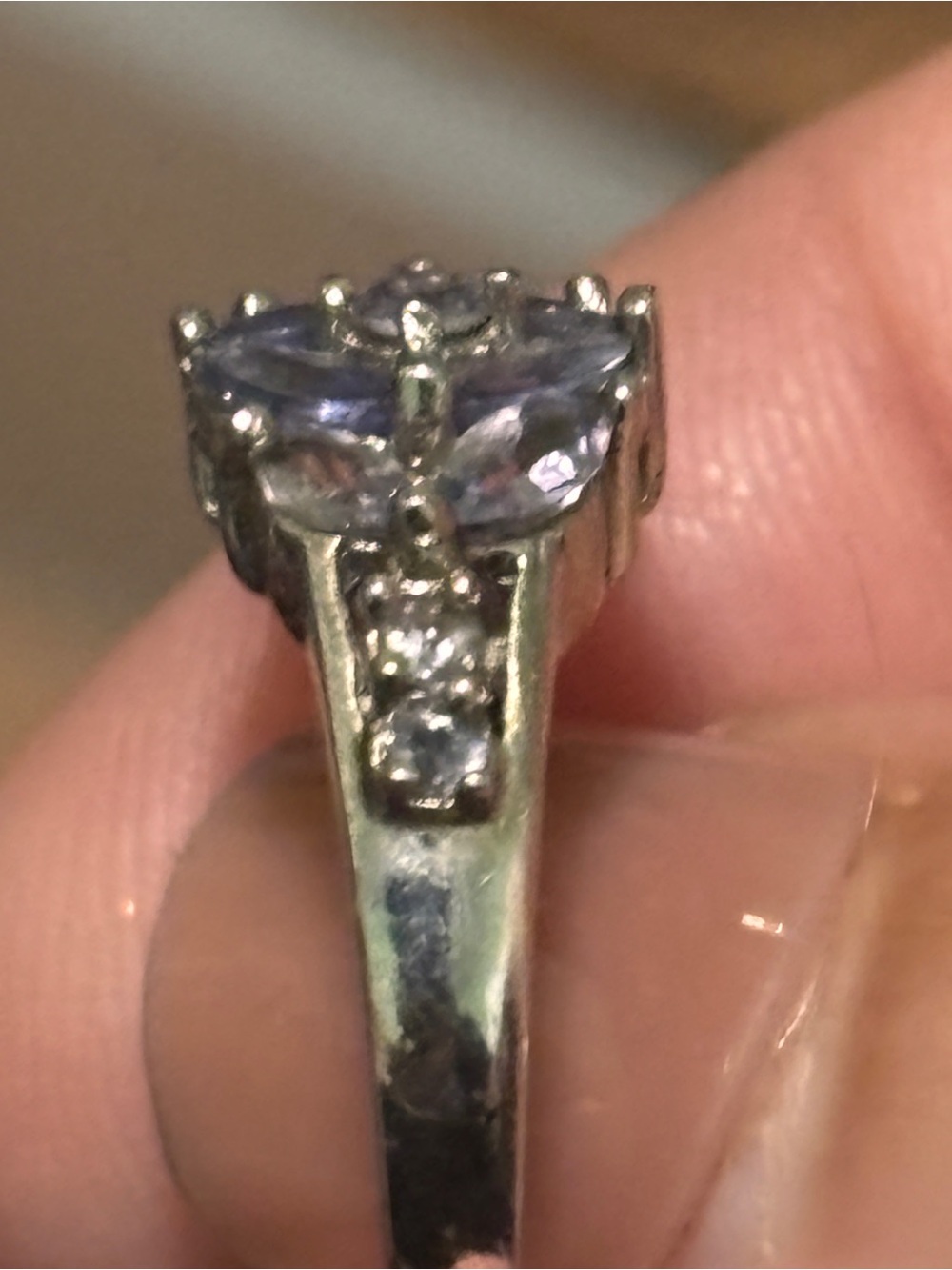 STAUER 925 STERLING SILVER NATURAL TANZANITE FLOWER CLUSTER RING Size 7.25 - Picture 10 of 14